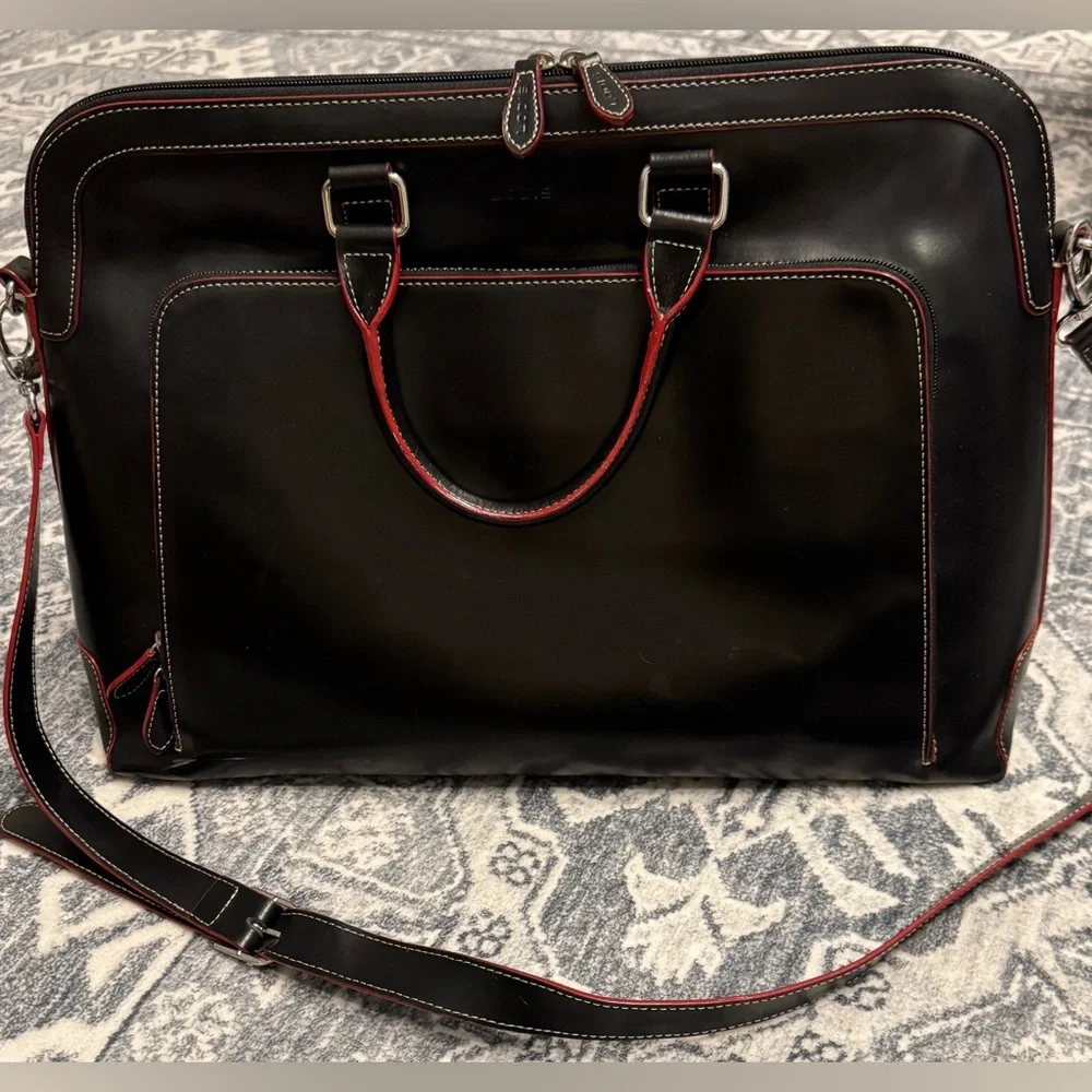 LODIS Black Leather Briefcase Laptop Bag NWOT